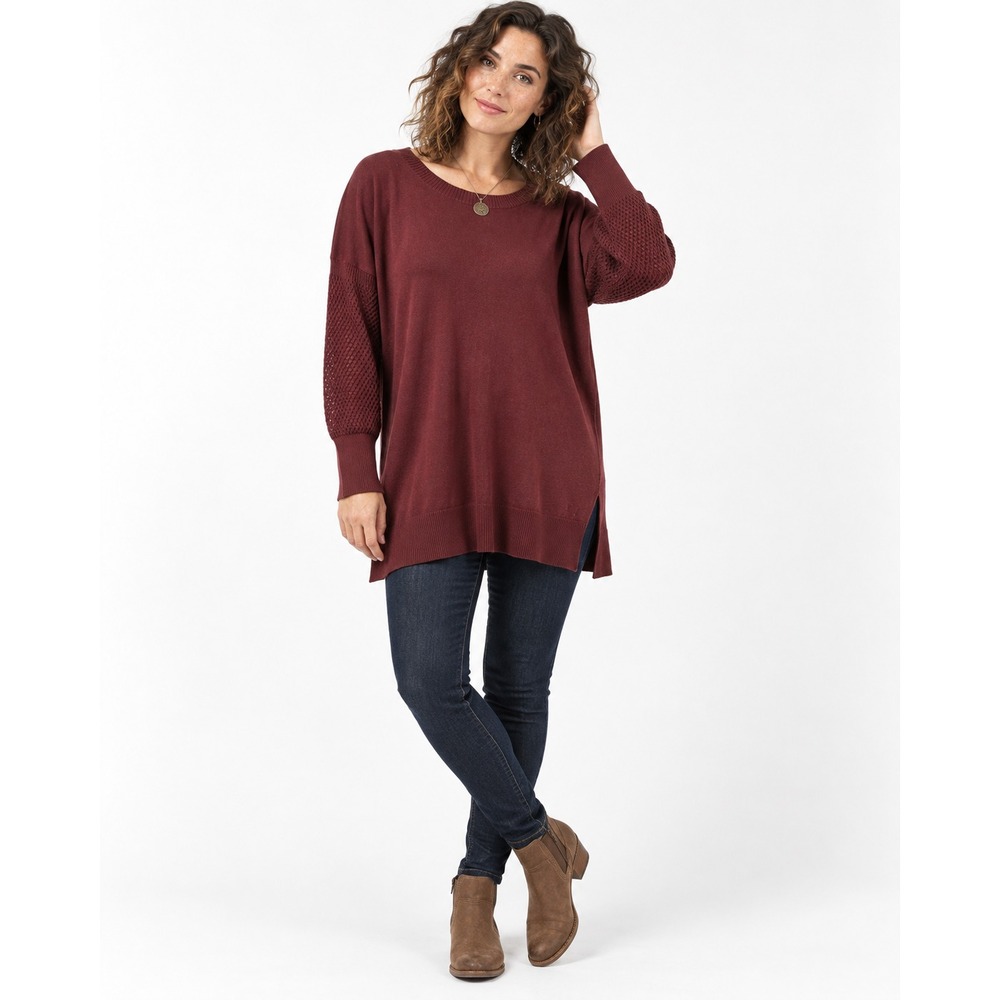 Toad & Co Gypsy Crew Sweater Women's XL Merino Wool Organic Cotton Burgundy NWT